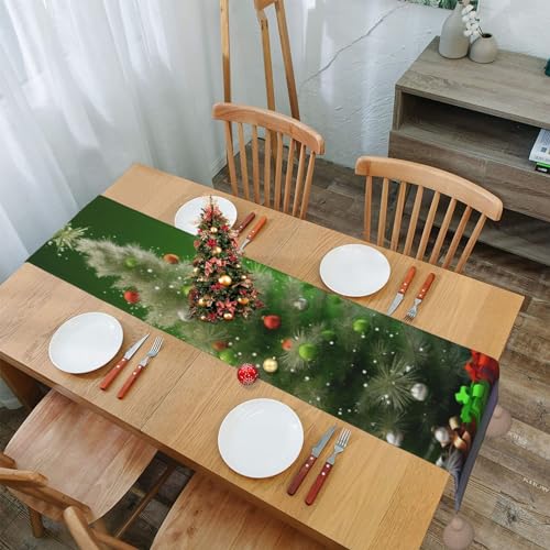 Chemin de table Noël rustique avec pompons déco table sapin 152cm - 8