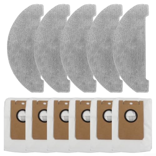 Drhomeam Replacement Parts For Vexilar For Cleanova W11 Self-Emptying Robot Vacuum Cleaner Spare Parts Accessories, Include 5 Mop Cloths + 6 Bags