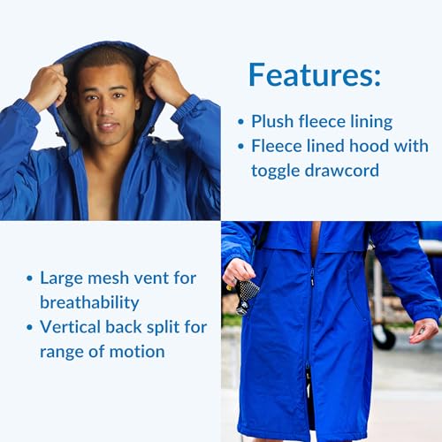 Sporti Unisex Swim Parka with Comfort Plush Fleece Lining, Multi Pocket Zipper - Water Resistant Swim Coats for Women & Men4