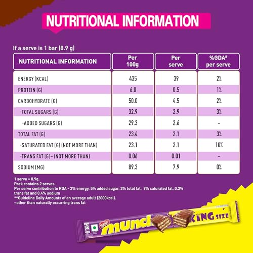 Image of Nestle MUNCH King Size | Choco Coated Crunchy Wafer Bar | Crunch Like a King, 42 units x 17.4g, 730.8g (Pack of 2 )