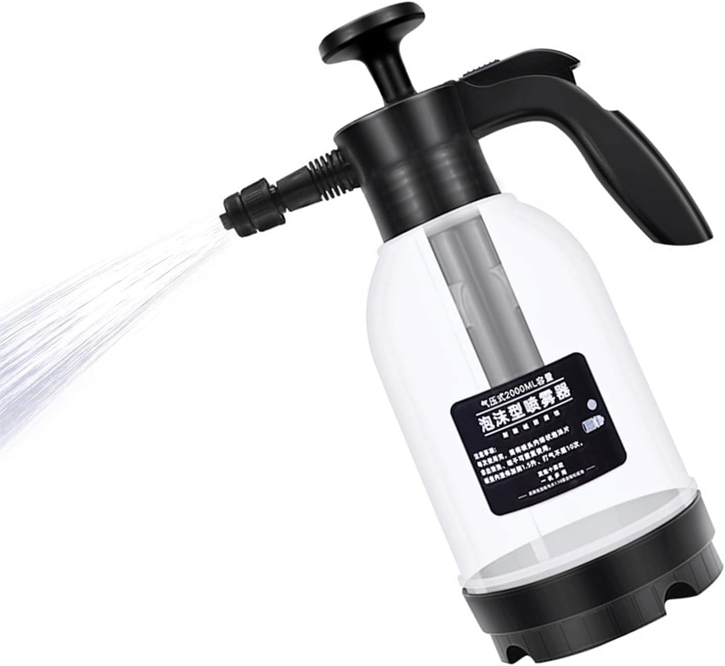 Car Foam Sprayer, 2L Pressure Pump Bottle for Snow Foam, Hand Pressurized Soap Atomizer, Car Wash Cleaning Gun (A)