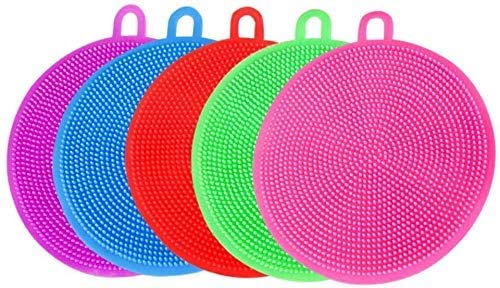 xiaoxiao5 PCS Silicone Cleaning Sponge Soft Dish Washing Brush Cleaner Sponges - Non Stick for Kitchen Wash Pot Pan Dish Bowl Wash Fruit Vegetable （Random Color）