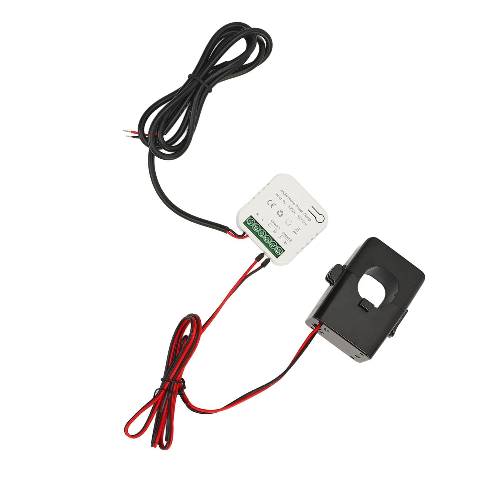 Monitor de energía inteligente WiFi con transformador de corriente 300ACT, pinza amperimétrica de monitoreo de potencia monofásico KWh, 90-250VAC