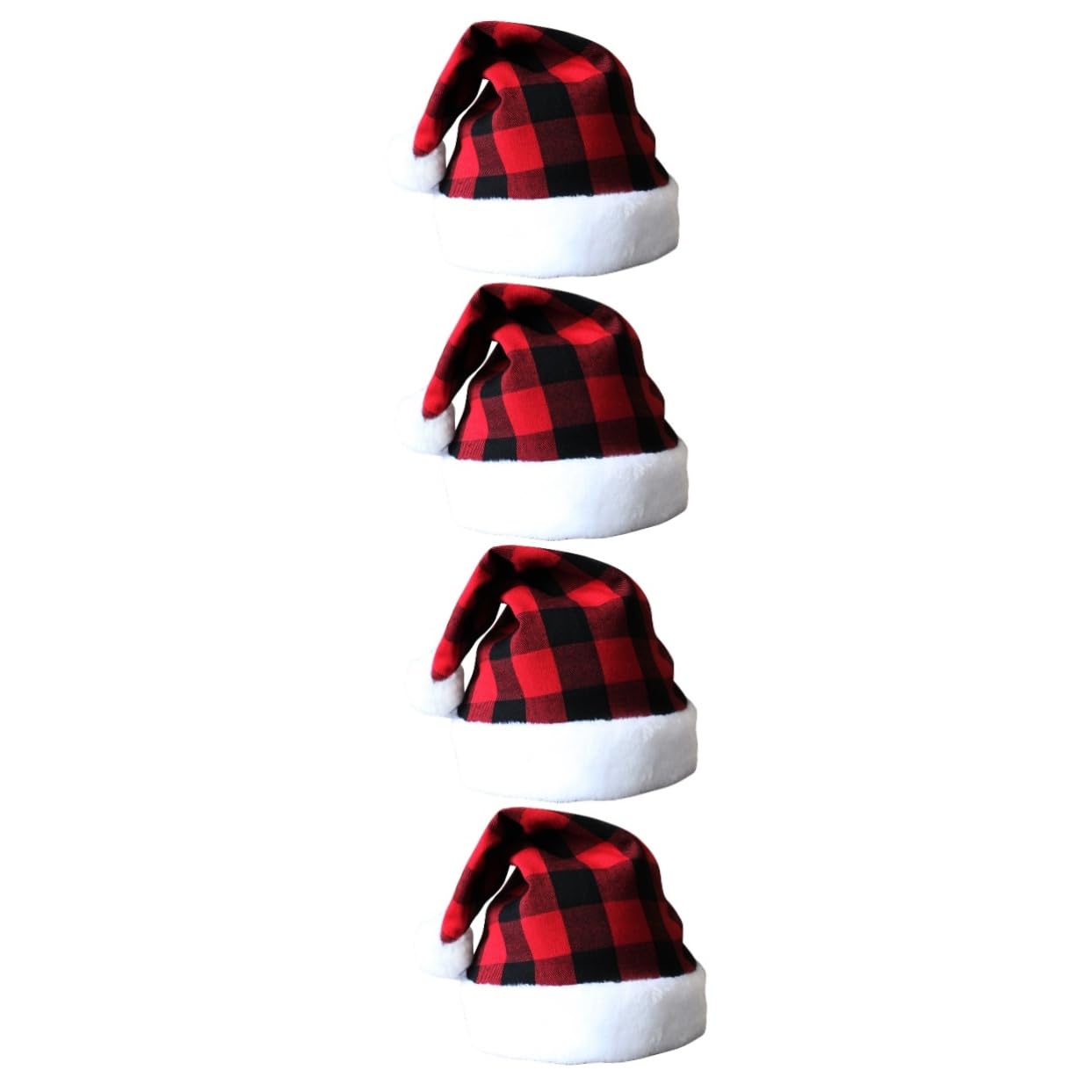 Cabilock 4 Piezas Gorro de Papá Noel a cuadros gorros navideños christmas hat decoración de navidad sombrero de fiesta de papa noel sombrero de Santa gorro de papá noel para hombre paño