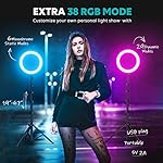 Weilisi 10" Ring Light with Stand 72'' Tall & Phone Holder,38 Color Modes Selfie Light with Tripod Stand,Stepless Dimmable/Speed LED Ring Light for iPhone & Android,YouTube, Makeup,TIK Tok - Image 5