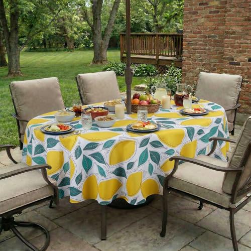Image of EHouseHome Outdoor Indoor Tablecloth with Umbrella Hole for Oval Table,Waterproof Patio Table Cloths, Spring /Summer Table Covers with Zipper for Backyard Circular Table /BBQs /Picnic,60 x 84 inches