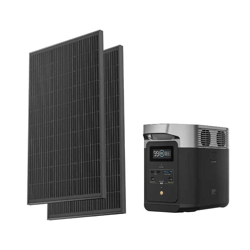 EF ECOFLOW DELTA 2 Tragbare Powerstation 1024Wh mit starrem Solarpanel 2x100W, Solar Generator LiFePO4-Batterie, Photovoltaikmodul ideal für Balkonkraftwerk für Camping