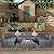 Welpatio 7 Piece Outdoor Patio Furniture Sets with Cushions, PE Rattan Wicker Outdoor Sectional Furniture Conversation Patio Set with Slat Coffee Table and 2 Pillows, Light Gray/Gray