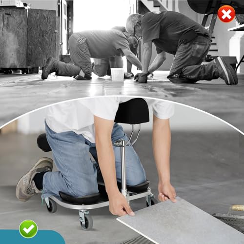 Image of Kneeling /Sitting Creeper With Chest Support & Rolling Knee Pads 3 inch Casters