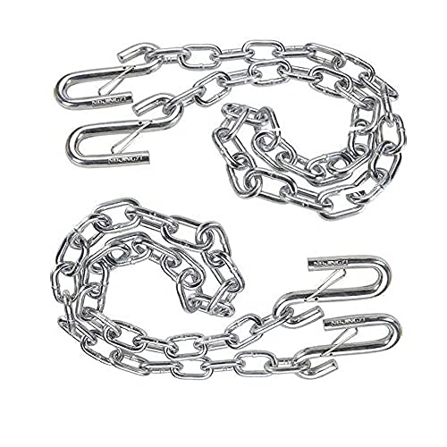 NBJINGYI 3/16' X 48' Trailer Safety Chain with Spring Clips Grade 30 with 2 S Hook 2PCS (3/16' X 48')