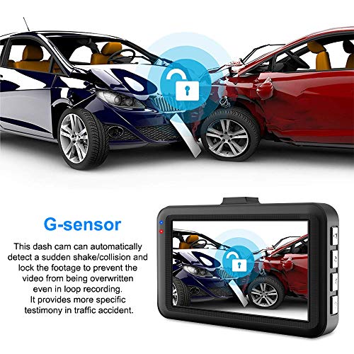 Aigoss Dash Camera for Cars Recorder, Video Dash Cam 3 Inch 1080P Full HD Wide Angle Driving Recorder with Night Vision WDR G-Sensor Parking Monitor Loop Recording Motion Detection