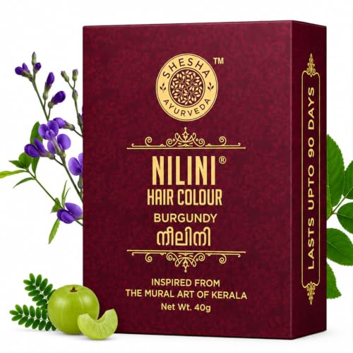 Image of Shesha Ayurveda Nilini Hair Colour - Ayurvedic, No Ammonia, No Peroxide, No Perborates, No Bleach,Natural Burgundy Colour (40g)