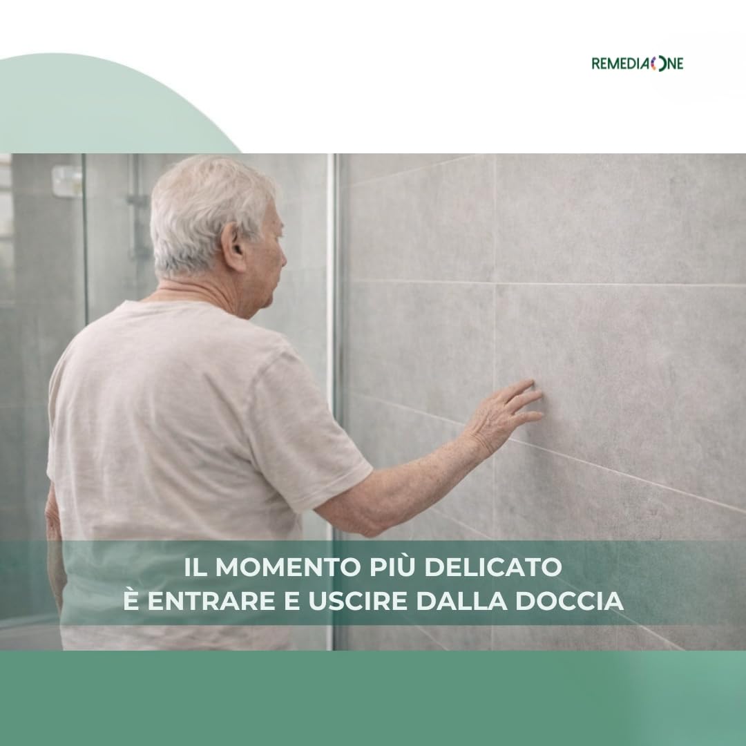 Maniglia Doccia Anziani a Ventosa in ABS, senza Fori, 50 cm | Maniglione Bagno Disabili, Presa Antiscivolo, Maniglia Ventosa per Doccia senza Fissaggi Permanenti, Bianca