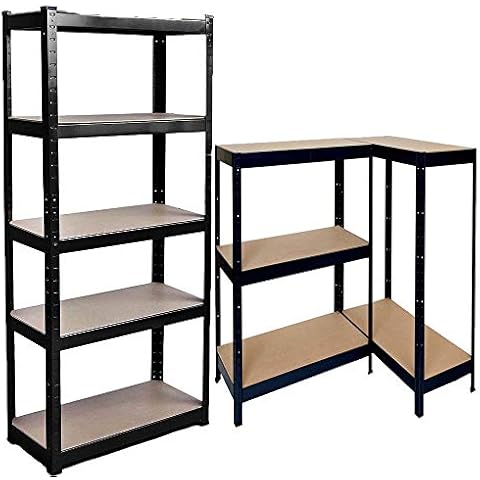ANSIMIDA Heavy Duty 5 Tier Garage Shelving Units Metal Storage Shelves Shed Utility Rack,150cm x 70cm x 30cm,175KG Per Shelf, Black Cover