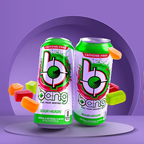 Bang CaffeineFree, Sour Heads Energy Drink, ZeroSugar