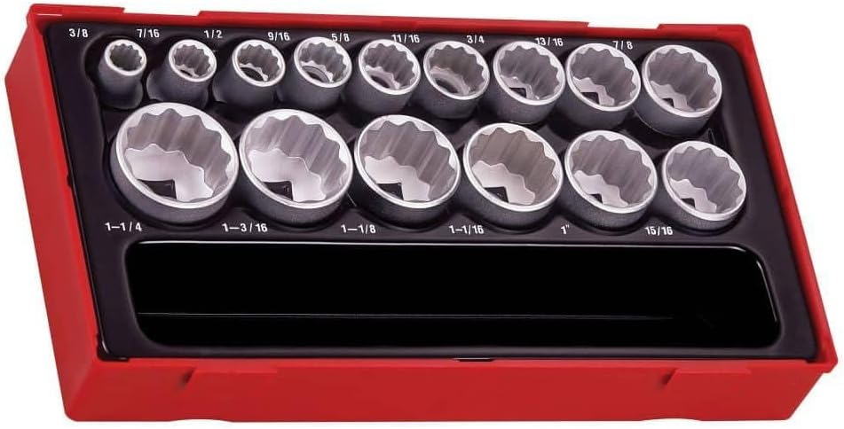 Teng Tools Teng 15 Piece 1/2" Drive AF Socket Set TT1215AF Tool Control System
