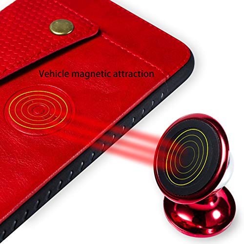 Jorisa Porte Carte Portefeuille Coque pour Huawei P30 Lite,Étui Slim en Cuir PU Fermeture Magnétique Housse à Rabat Clapet avec Fonction de Support Voiture Bumper Silicone Souple,Rouge – vue 5