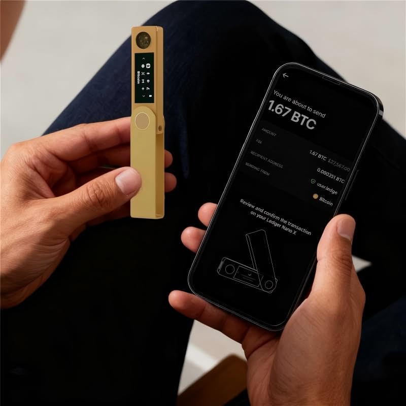 Crypto Hardware Wallet - Nano X Secure Bluetooth Cold Wallet Crypto con chip certificato per Bitcoin, Ethereum, oltre 1000 monete e NFT, oro