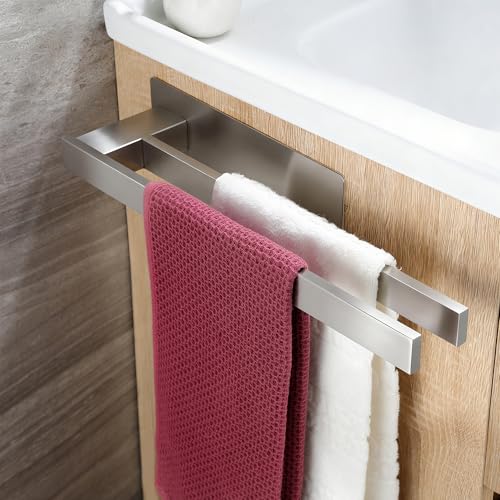 ZUNTO 40 cm Selbstklebender Doppel-Handtuchhalter, Edelstahl, Gebürstete Oberfläche, Wandmontage für das Badezimmer