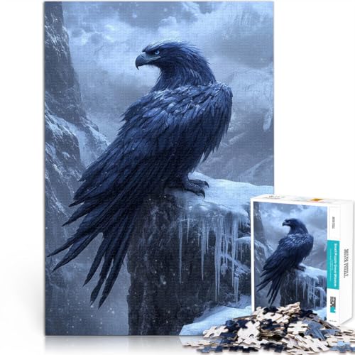 Rompecabezas Duro para Adultos de 1000 Piezas “Águila congelada en el Mundo de Hielo” Hecho de Papel，para Mayores de 14 años Juego desafiante Trato como Regalo para Toda la Familia。tamaño：26x38cm