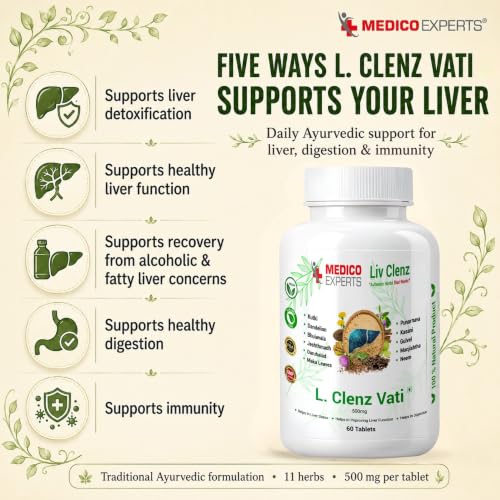 Image of L. Clenz Vati Ayurvedic Liver Detox Supplement | 11 Herbs (Dandelion, Kutki, Punarnava & more) | Fatty Liver Detox Tablets | For Daily Support After Heavy Meals & Alcohol | 180 Tablets