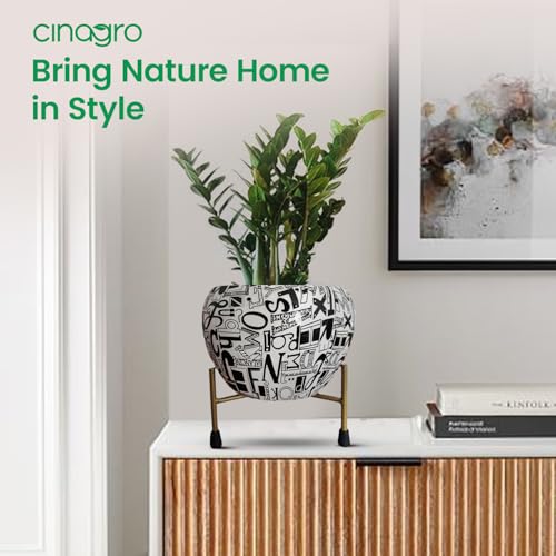 Image of CINAGRO Metal Flower Vase Planter Pot with Iron Stand, Pots for Plants, Plant Pots for Home Decoration, Succulent Pot, Indoor Planter Balcony Garden Decor (Size: 6X6 inch) Style: Alphabet Sphere