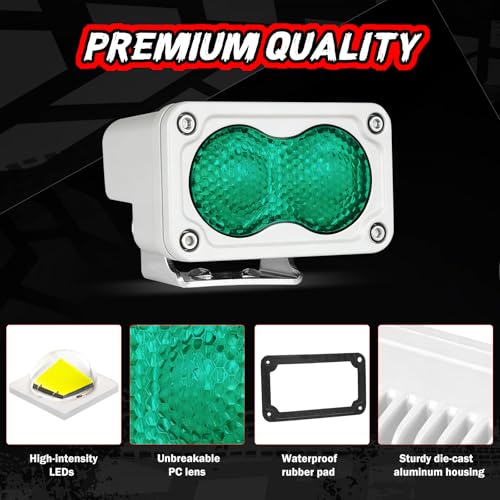 Image of Green LED Pod Lights 3 Inch Auxiliary Backup Rear Light Bar