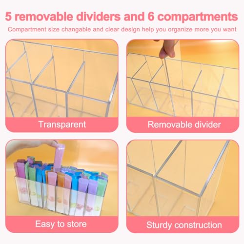 Drink Packet Organizer with Removable Divider & 6 Compartment, Mounted Water Packet Organizer with Soft Magnetic and Adh - Additional View