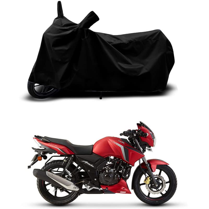 Image of 100% Scratchproof /UV-Rays /Heat Protection /Birds Dropping /Water Resistant /Dust Proof /Waterproof /Full Bike Scooty Two Wheeler Body Cover Compatible for Apache RTR 160 All Varients[Black]