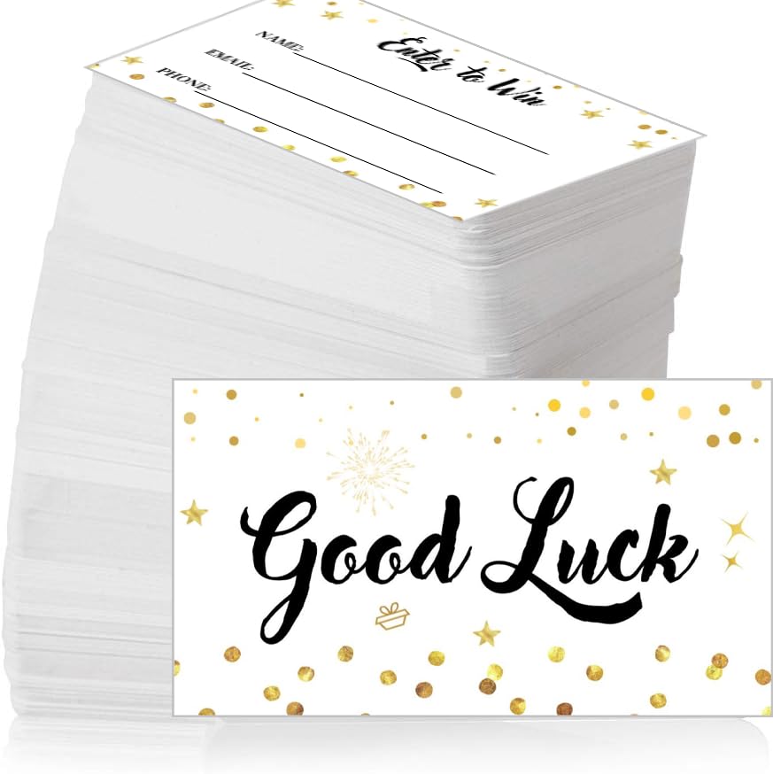 200 Raffle Tickets Enter to Win Cards 3.5”x2” Entry Form Cards for Fairs, Contests, Ballots, Carnivals, Drawings, Auction Events, Prize Games, Fundraisers