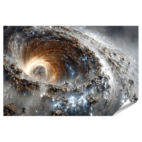 islandburner Premium Poster Faszinierendes Wurmloch im Weltraum - Wandbild für Astronomie-Liebhaber - Standard