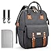 Pomelo Best Mochilas de Pañales y Biberones,Bolso del Bebé Mamá 2019 Edición,Impermeable con Estilo Oxford,Gran Capacidad con Portátil Cambiador y 2 pcs Ganchos Carrito Bebé (Gris oscuro)