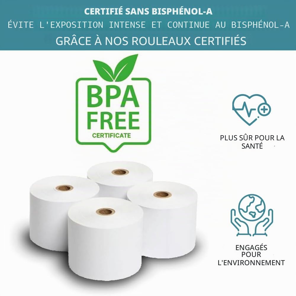 Lot de 10 rouleaux d'étiquettes thermiques adhésives - Ruban continu en papier adhésif et thermique - Compatible avec imprimante d'étiquettes adhésives et étiqueteuse thermique - Utilisation en