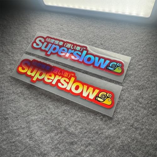 Image of Car Styling Sticker for Japanese Superslow Snail Creative Words Auto Oil Tank Window Body Vinyl Computer Case Motocross Decals (20x4.6cm red Laser 2PCS)
