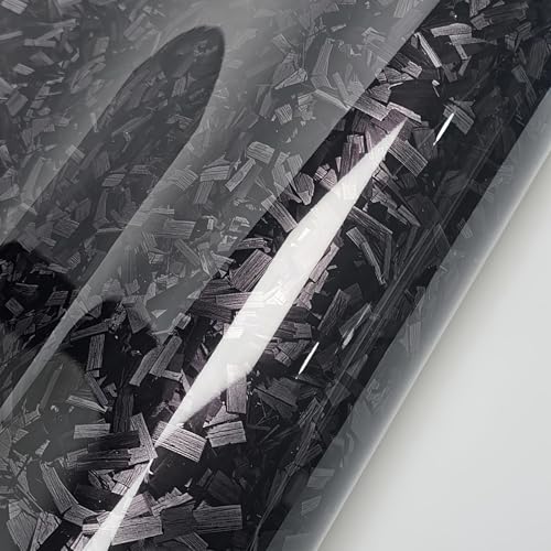 Image of LZLRUN Gloss Forged Carbon Fiber Self Adhesive Vinyl Wrap Film for Car Moto (Gloss Black, 1ft x 3.5ft)