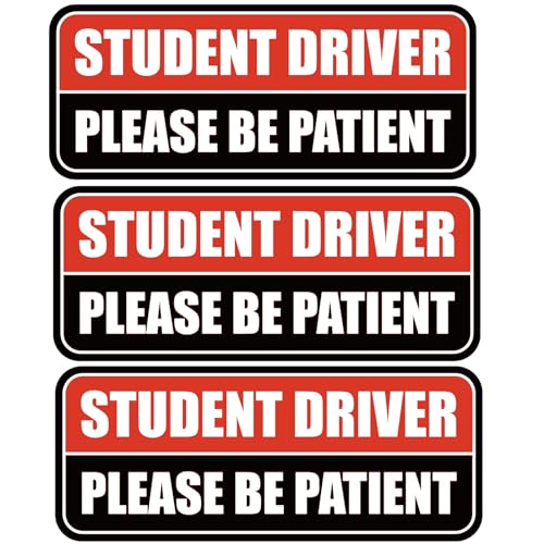 Image of 3 Pcs Student Driver Car Magnet, Please Be Patient Student Driver Magnet | Teen Driver for Car Removable Novice Rookie Safety Atntteion Sign - Weather-Resistant Red /Black