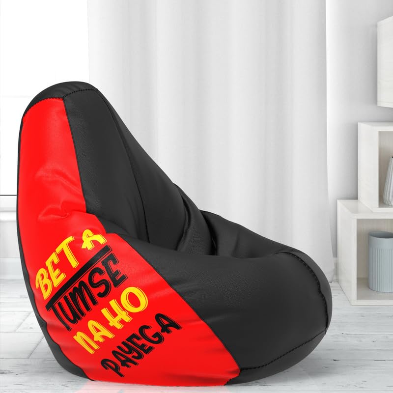 ComfyBean Bag Cover 5XL- Official: Jack & Mayers Bean Bags - for Adults - Max User Height : 6-6.5 Ft. - Weight : 99-110 Kgs(Model: Beta Tumse Na - Black Red)-image-6