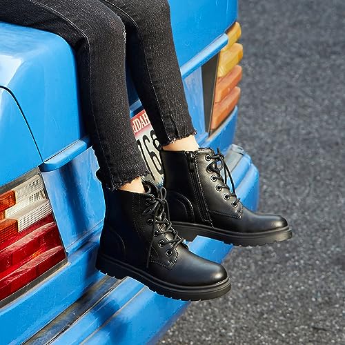 Athlefit Boys Girls Waterproof Combat Boots Lace Up Side Zipper Ankle Booties for Toddler/Little Kid/Big Kid4