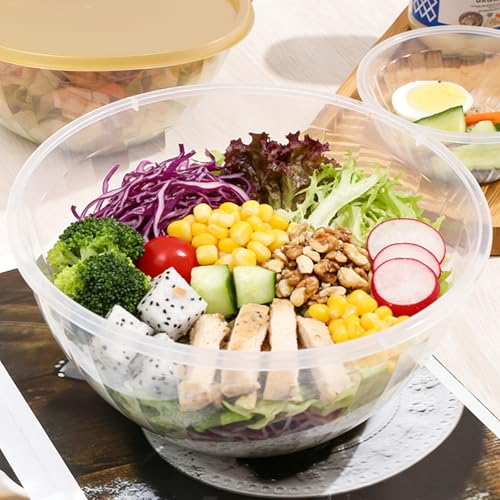 Set de 7 Tazones Plásticos con Tapa, Multicolor, para Ensalada miniatura 4