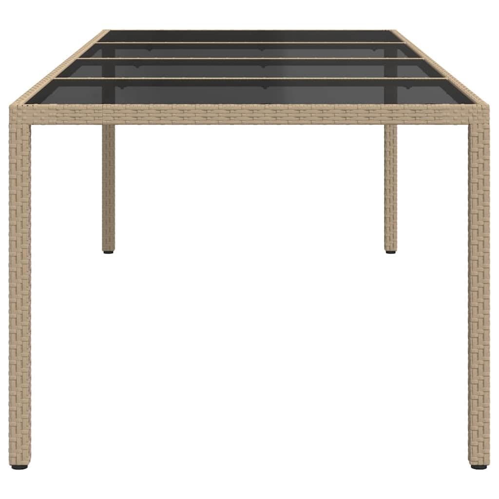 Stół ogrodowy 250 x 100 x 75 cm, z polirattanu i szkła hartowanego, na taras, balkon, do ogrodu, odporny na warunki atmosferyczne, okrągły, prostokątny, owalny, składany, rozkładany, stabilny