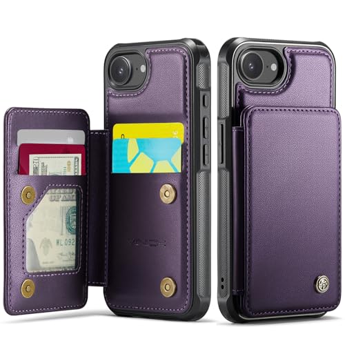 Vinich for iPhone 17e / 16e Wallet Case with Card Holder RFID Blocking Credit Slots Kickstand Shockproof Phone Cover Fit for iPhone 16e & 17e 6.1 Purple