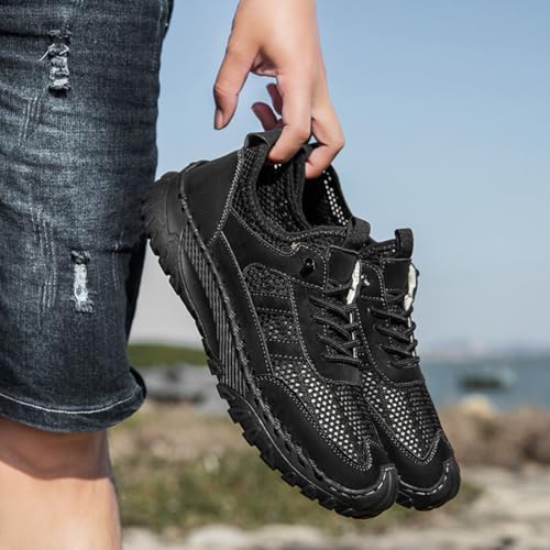 Zenfaze Orthopedic Shoes for Men, Solid Arch Support Breathable Hollow Mesh with Elastic Laces Non Slip Slip On Hiking Sneakers4