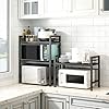 DOLALIKE Microwave Oven Rack, Expandable Microwave Stand Countertop Kitchen Utensils Tableware Storage, Carbon Steel Over Microwave Shelf Countertop with 3 Hooks #5