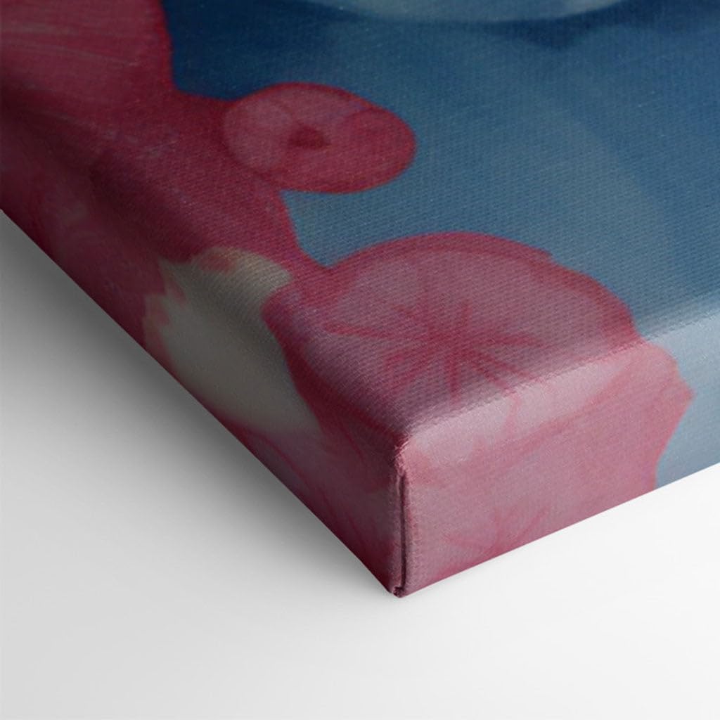 Canvas for Living room. Dreamy Hues and Surreal Views: The Pink-Haired Girl in a Floral Blue Hat, 27 x 18 inch Canvas Wall Art - Ready to Hang - 69x46 cm (27x18 inch)