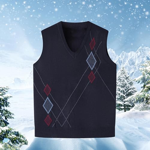 Mens Fashion V Neck Knit Tank Tops Fall Casual Lightweight Sleeveless Sweater Geometric Graphic Vest2