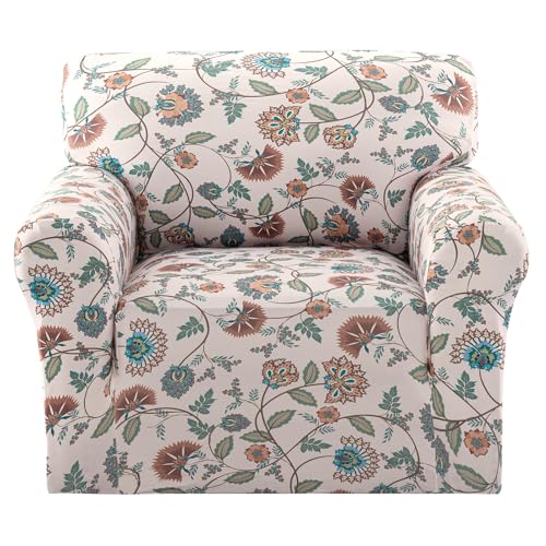 H.VERSAILTEX - H.VERSAILTEX Printed Chair Slipcovers with Arms Floral Pattern Armchair Covers Stretch Living Room Chair Covers Slipcover Couch Cover for Dogs Washable(Cottage Charm,Chair)