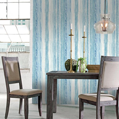 RoomMates Blue Watercolor Stripe Peel and Stick Wallpaper