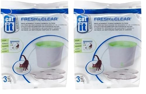 Catit Ersatzreinigungsfilter, Trinkbrunnenfilter, für die 3L Catit Trinkbrunnen, 6er Pack