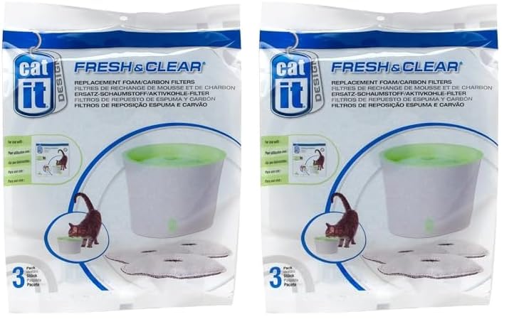 Catit Ersatzreinigungsfilter, Trinkbrunnenfilter, für die 3L Catit Trinkbrunnen, 6er Pack