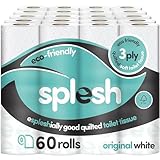 Splesh by Cusheen 3-ply Toilet Roll - Unscented (60 Pack) Soft, Quilted Bulk Toilet Rolls, Toilet Tissue and Loo Rolls – Eco-Friendly Toilet Paper Sustainably Crafted in The UK